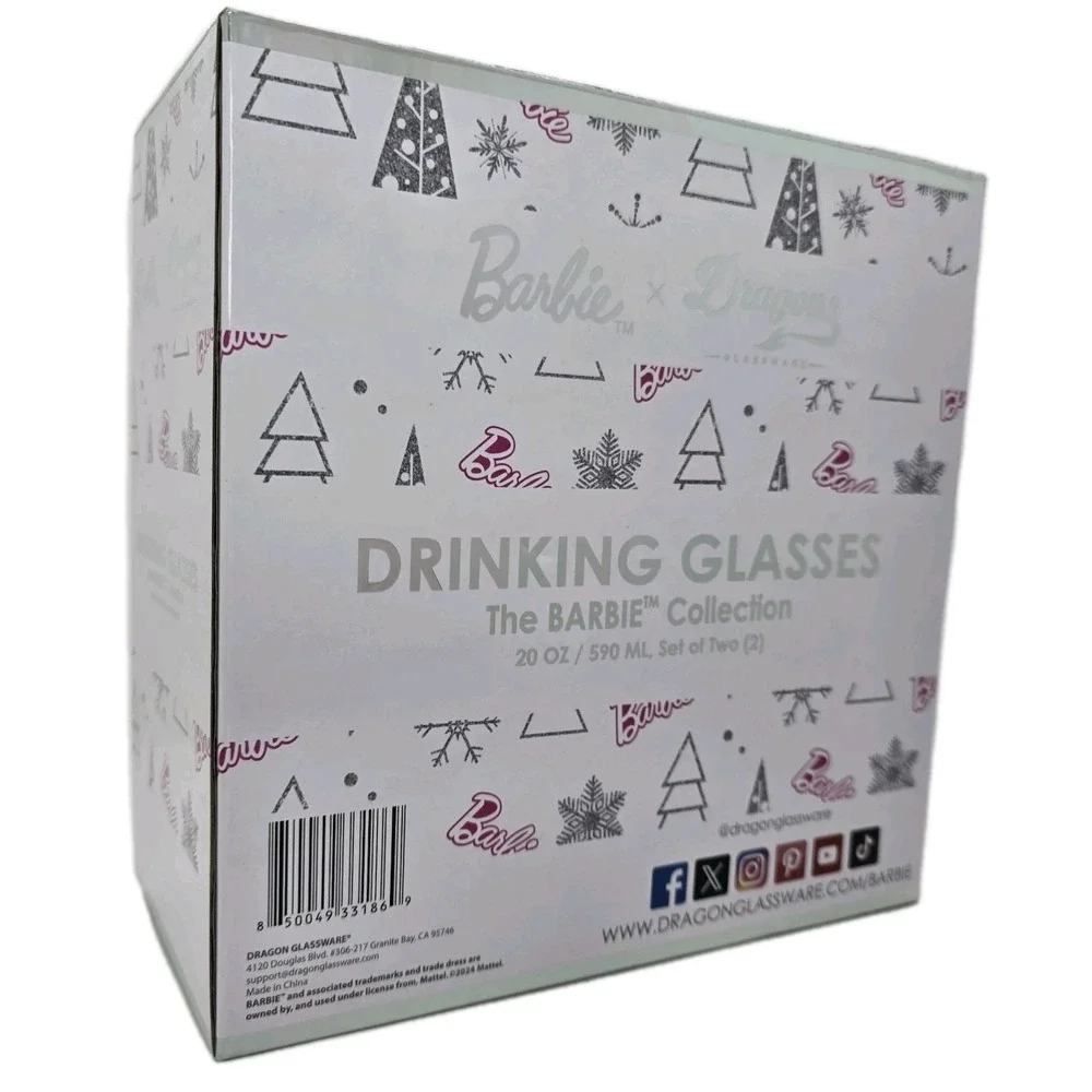 Barbie Christmas Drinking Glasses Set of 2 – 20oz Tumblers Dragon‎ Glassware